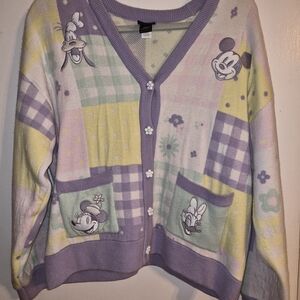 Pastel Mickey & Friends Patchwork Cardigan Sweater - Lavender